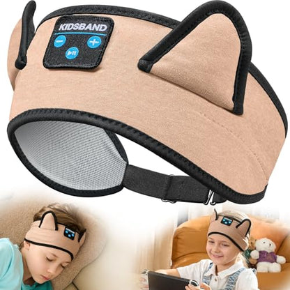 KIDSBAND Kids Headphones, Over On The Ear Toddler/Baby Headband Headphones - Volume Limited with Thin Speakers & Soft Headband No Pressure On Ears, for Learning/Plane/Travel/Tablet/Computer/Sleep - color: DesertYellow