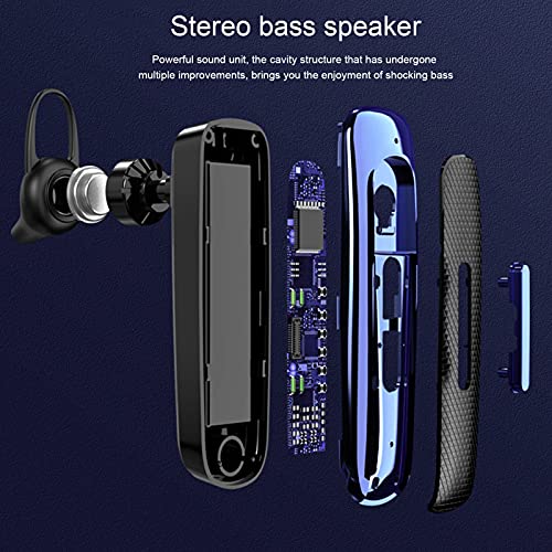 Goshyda Headset, Single Ear Hanging Business Earbuds, Bluetooth Handsfree Earpiece with Microphone, 500 Hours Standby Time Driving Headset (Blue)