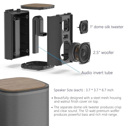 KEiiD Bluetooth Computer Speakers with Wireless Touch Control Pod for PC Laptop/Desktop Wireless Stereo Gaming Speakers, 4 EQ Modes, Aesthetic Style, New Model