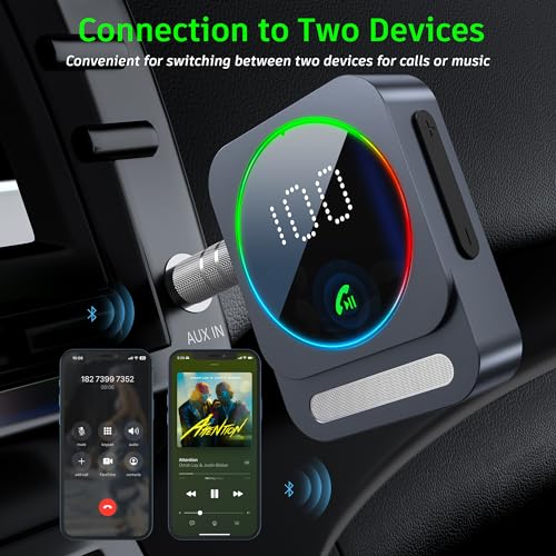 Bluetooth Aux Adapter, SONRU Bluetooth 5.3 Receiver for Car, Wireless Audio Receiver for Car/Home Stereo/Wired Headphones/Speaker, Dual AUX Outputs, RCA AUX 3.5mm - color: Silver