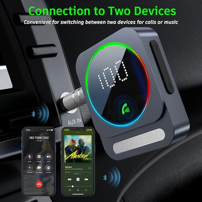 Bluetooth Aux Adapter, SONRU Bluetooth 5.3 Receiver for Car, Wireless Audio Receiver for Car/Home Stereo/Wired Headphones/Speaker, Dual AUX Outputs, RCA AUX 3.5mm - color: Silver