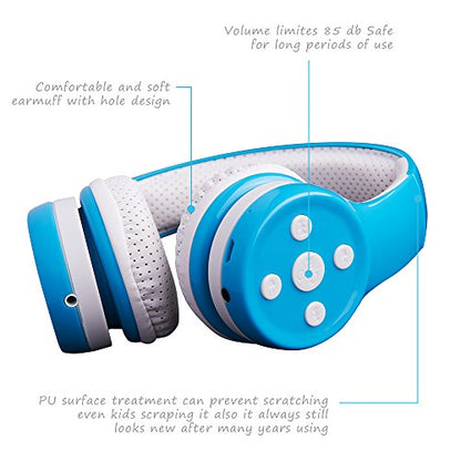 Kids Wireless Headphones, Bluetooth Toddler Headphones, Blue | Comfort Soft Ear Pads, Volume Limited, For School, Travel, Online Class - color: light blue