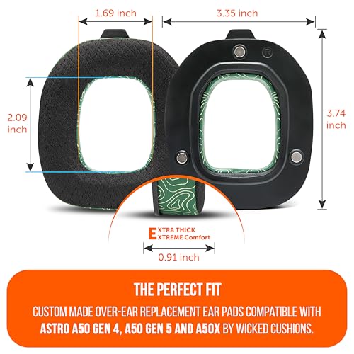 WC Mod Kit A50 - Earpads & Headband for Astro A50 Gen 4/5 / A50x | Made by Wicked Cushions | Cooling Gel Earpads and Matching Headband that offer Enhanced Comfort & Durability | Emerald Tide - color: Emerald Tide