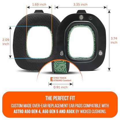 WC Mod Kit A50 - Earpads & Headband for Astro A50 Gen 4/5 / A50x | Made by Wicked Cushions | Cooling Gel Earpads and Matching Headband that offer Enhanced Comfort & Durability | Emerald Tide - color: Emerald Tide