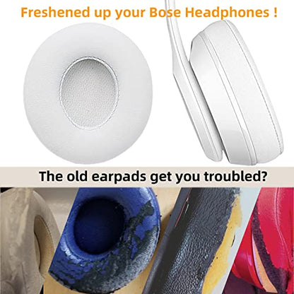 Replacement Ear Pads for Beats Solo 2 and Solo 3 Headphones, White | Solo2 & Solo3 Earpads Cushions with Noise Isolation Memory Foam and Softer Protein Leather - color: White