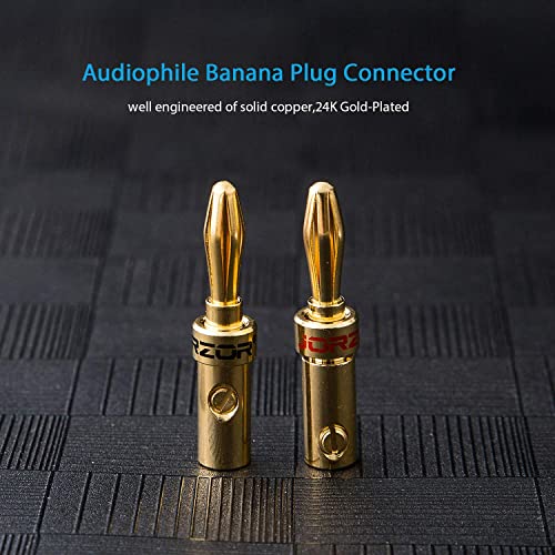 2 Pack Audiophile 14 AWG OFC Speaker Wire, with RCA Male (Black & Red) to 2 Banana Plugs (2M(6.6FT)) - size: 2M(6.6FT)