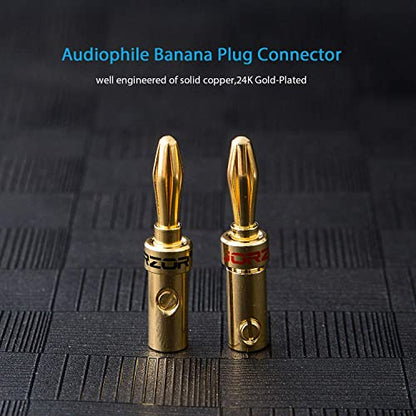 2 Pack Audiophile 14 AWG OFC Speaker Wire, with RCA Male (Black & Red) to 2 Banana Plugs (2M(6.6FT)) - size: 2M(6.6FT)
