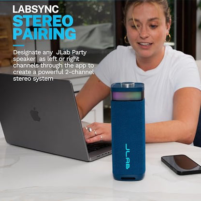 JLab, JBuds Party, Portable Bluetooth Speaker, Waterproof, RGB Lighting, Multi-Speaker Connect, Navy - color: Navy