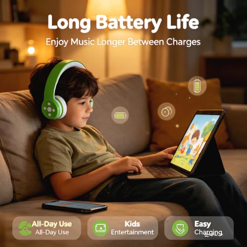 Toddler Headphones Wireless, Bluetooth Kid Headphones for Boys Girls,5 Button Easy use with Sharing Port, Built in Mic for Laptop Phones Computer (bs690 Green) - color: Green new