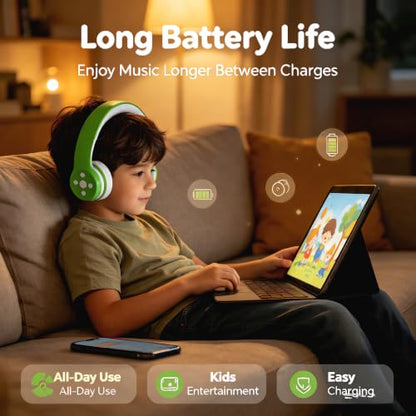 Toddler Headphones Wireless, Bluetooth Kid Headphones for Boys Girls,5 Button Easy use with Sharing Port, Built in Mic for Laptop Phones Computer (bs690 Green) - color: Green new