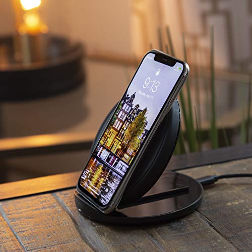 TYLT Crest Round Wireless Charger, Universal Fast Wireless Charging Pad, QI Certified 10w Max Compatible with Apple iPhones, Samsung Galaxy Phones, Wireless Buds and Other QI Capable Devices| Black