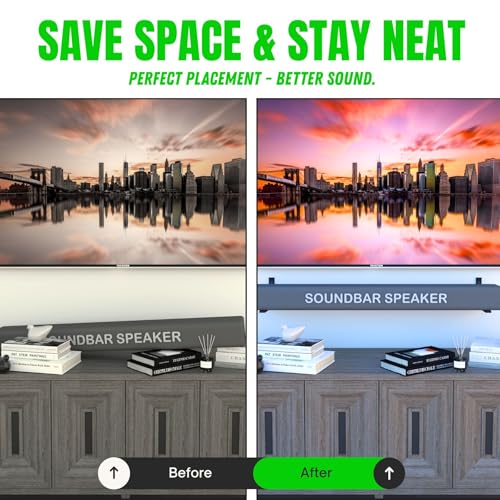 Soundbar Speaker Mounts Under TV – Pack of 2 Minimalist Design, Universal Compatible for Dolby Surround Speakers - Bose, Samsung, Sonos, JBL, VIZIO, LG, Roku - Heavyduty up to 30 LB