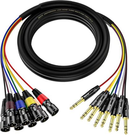EBXYA 8 Channel 1/4 Inch TRS to XLR Snake Cables,Recording Snake Cable | 6.35mm Male Jack Stereo Audio Balanced Line to XLR Cables,15 Feet 1 Pack - size: 8-Channel 15 Feet, style: TRS to XLR Male