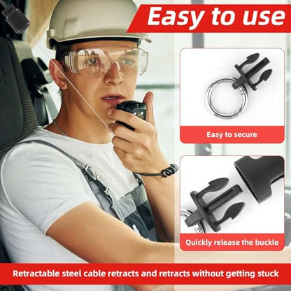 Retractable CB Mic Holder with D-Ring Adjustable Lanyard Snap Clip | CB Radio Microphone Hanger Mount, Durable Tether, Car Truck Off-Road Vehicle Drivers Accessories