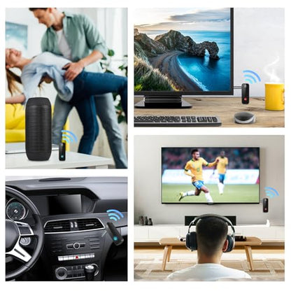 Bluetooth AUX Adapter for Car, Bluetooth 5.3 Receiver & Transmitter for Old Car/Home Stereo/TV, Wireless Audio Adapter with Hands-Free Calling, USB-C Rechargeable, 3.5mm AUX