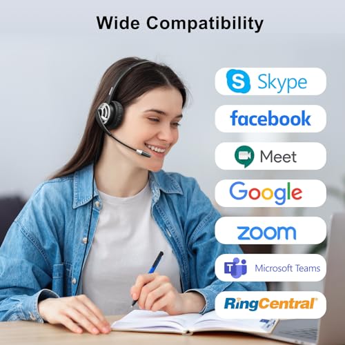 Single Side USB Computer Headset with Noise-Cancelling Mic for PC, Laptop, 1 Ear Office Call Center USB-A Headphone with In-Line Control for Dragon Dictation, Skype, Teams, Zoom Conference Call - color: S-805SUC