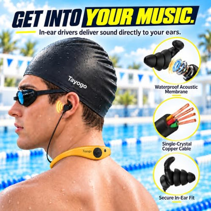 Tayogo 4-in-1 Waterproof MP3 Player for Swimming with Bluetooth and FM - color: yellow