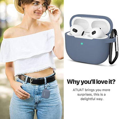 Compatible with AirPods 3 Case, Protective Silicone Cover for AirPods 3rd Generation Case 2021, Wireless Charging - Lavender Grey - color: D-Lavender Grey