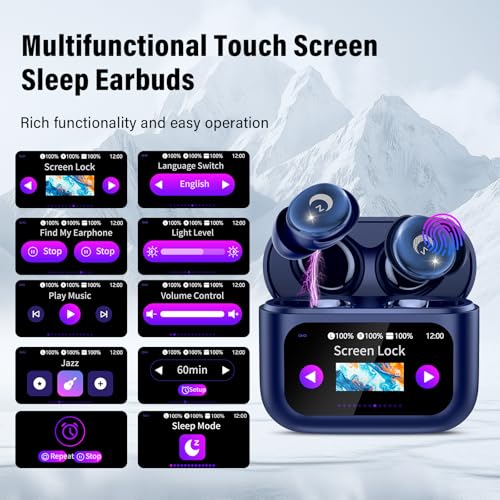 VEKJ Sleep Earbuds Bluetooth 5.4, IPX7 Waterproof Earphones Blue