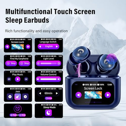 VEKJ Sleep Earbuds Bluetooth 5.4, IPX7 Waterproof Earphones Blue