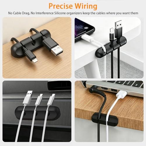 Gaming Desk Cable Management Kit 114PCS — 360° Spring Clips, Heavy-Duty Power Strip Holder, Reusable Cable Ties & Labels | Battlestation Organizer for Gamers & Streamers