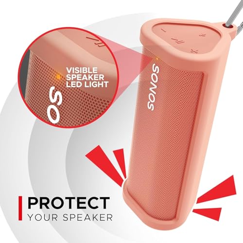 Heavy Duty Protective Carrying Case for Sonos Roam 2 | Red | Compatible with Sonos Roam, Roam 2 & Roam SL | Includes Bluetooth Button | Protect Your Wireless Speaker | Cover / Sleeve - color: Red