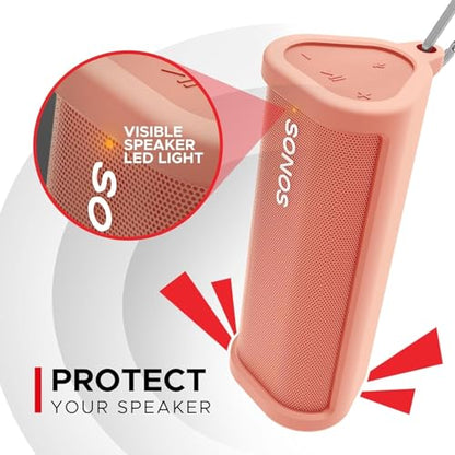 Heavy Duty Protective Carrying Case for Sonos Roam 2 | Red | Compatible with Sonos Roam, Roam 2 & Roam SL | Includes Bluetooth Button | Protect Your Wireless Speaker | Cover / Sleeve - color: Red