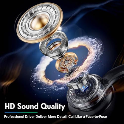 Wireless Headset with Mic for Work, Dual-Mode Headphones 50H Talk | ENC Noise-canceling Microphone, Bluetooth& 2.4GHz Dongle, Clear Calls & Mic Mute, for Laptop, PC, Phone, Office, Call Center - color: Black
