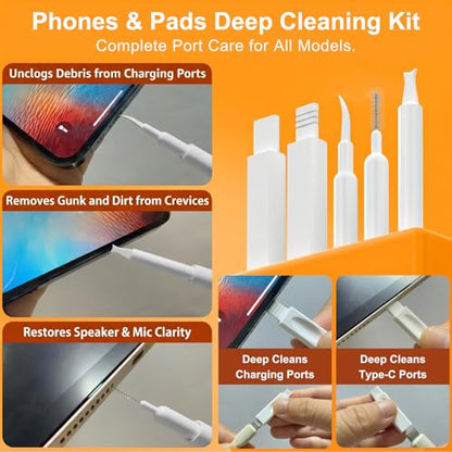 32-in-1 Phone & Airpod Cleaning Kit Charging Port Cleaner & Keycap Puller | Professional Electronics & Keyboard Cleaner by JM.JEEMI, Cleaning Tool Set for Laptop, Earbuds, Camera and PC Monitor, White - size: 32-in-1