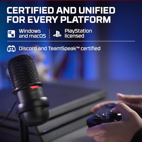 HyperX SoloCast – USB Condenser Gaming Microphone, for PC, PS4, PS5 and Mac, Tap-to-Mute Sensor, Cardioid Polar Pattern, great for Streaming, Podcasts, Twitch, YouTube, Discord,Black - size: SoloCast
