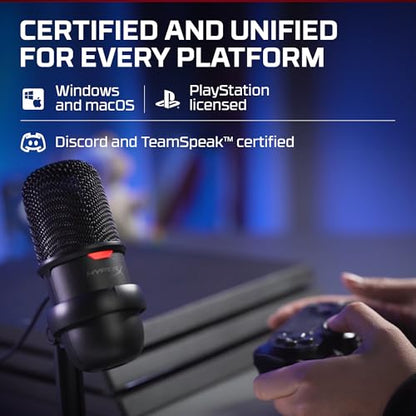 HyperX SoloCast – USB Condenser Gaming Microphone, for PC, PS4, PS5 and Mac, Tap-to-Mute Sensor, Cardioid Polar Pattern, great for Streaming, Podcasts, Twitch, YouTube, Discord,Black - size: SoloCast
