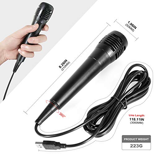 AIOMEST USB Wired Microphone for Music Game, Game Karaoke Microphone, Metal Shell, Suitable for PS2, PS3, PS4, PS5, Wii, Wii U, Microsoft Xbox 360, Xbox One and PC