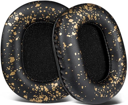 SOULWIT Earpads Replacement for Audio Technica ATH M50X M50XBT M50RD M40X M30X M20X MSR7 SX1 Monitor Headphones, Ear Pads Cushions with Softer Protein Leather, High-Density Foam - Black Gold - color: Black Gold