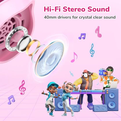 EarFun S1 Kids Headphones, Wired Headphones for Kids, Lightweight, Pink | Stereo Sound, Adjustable Headband, 85dB Volume Limit, Portable On-Ear Headphone for School/Travel/Boys/Girls/PC/Tablet, Pink - color: Pink