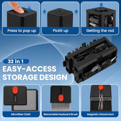 Upgrade Phone Cleaning Kit (57PCS), iPhone Cleaning Kit, Cleaning Kit for AirPods, Keyboard Cleaning Kit, Charging Port Cleaner for Apple Lightning/Android USB-C (Black, with 10 Mini Brush) - color: Black (57PCS)