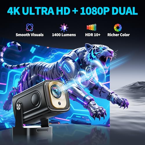 Projector [Auto Focus & Native 1080P & Built-in Apps] Mini Portable Projector 1080P, 4K Full HD with WiFi 6 & Bluetooth 5.4, Auto Focus & Keystone, 270° Rotatable, Compatible with Phone/HDMI/USB,Black - color: Obsidian Black