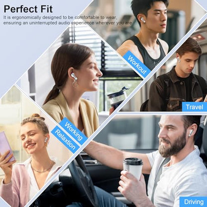Wireless Earbuds Bluetooth Headphones in Ear Buds with Stereo Deep Bass | 60H Bluetooth Ear Buds with 4 ENC Noise Cancelling Mics, IP7 Waterproofing Earphones Hands-Free Calls Dual LED Display