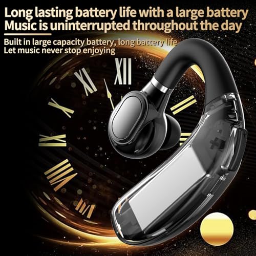 Wireless Handsfree Bluetooth Earpiece for Driving Single Earbud Bluetooth Headset One Ear Earbuds Open Ear Earphone Running Sports Headphones with Ear Hook Trucker Blue Tooth Headset for Business