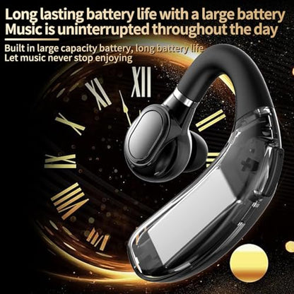 Wireless Handsfree Bluetooth Earpiece for Driving Single Earbud Bluetooth Headset One Ear Earbuds Open Ear Earphone Running Sports Headphones with Ear Hook Trucker Blue Tooth Headset for Business