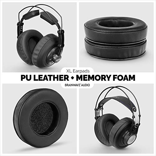 Brainwavz XL Large Replacement Memory Foam Earpads - Suitable for Many Other Large Over The Ear Headphones - Sennheiser, AKG, HifiMan, ATH, Philips, Fostex, Sony (Black Pleather) - color: Black Pleather