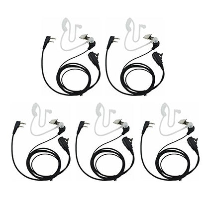 2 Pin PTT Mic Covert Acoustic Tube Earpiece Headset is Compatible with Icom Radio IC-F24S IC-F31 IC-F3 IC-F3S IC-F4 (Pack of 5)