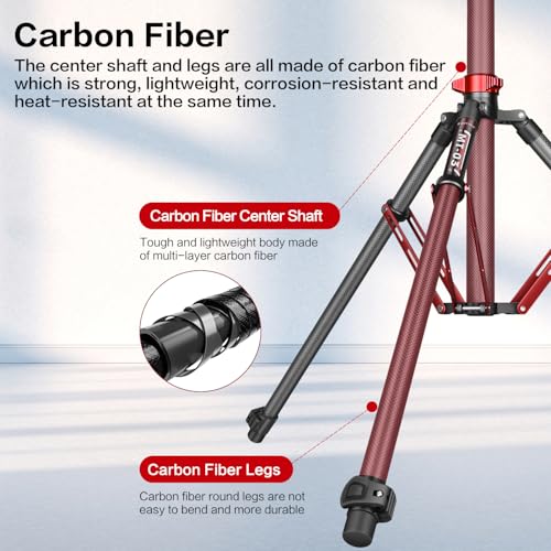 FreeSea MT-03C Carbon Fiber Tripod, Adjustable Heavy Duty Light Stand - color: Carbon Fiber
