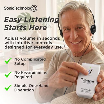 SuperEar SE9000HP - Hearing Amplifier, Sound Listening, Personal Headphones