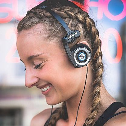 Koss Porta Pro Black Retro 80s Style On-Ear Headphones, Wired 3.5mm Plug | Collapsible Design, Soft Case Included, Audiophile - color: Black