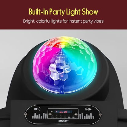 Wireless Portable PA Speaker System - 700 W Battery Powered Rechargeable Sound Speaker and Microphone Set with Bluetooth MP3 USB Micro SD FM Radio AUX 1/4" DJ Lights - for PA/Party - Pyle PSUFM1280B - color: Black