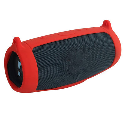 Protective Silicone Case Cover for JBL Charge 5 Bluetooth Speaker Soft Carrying Skin Sleeve with Shoulder Strap & Carabiner,Speaker Accessory (red) - color: red