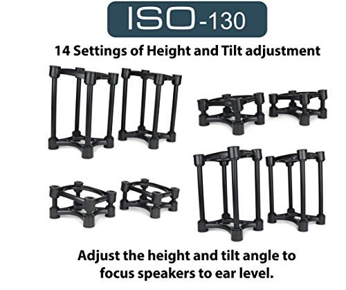 IsoAcoustics Iso-Stand Series Speaker Isolation Stands with Height & Tilt Adjustment: Iso-130 (5.1" x 6”) Pair - size: ISO-130 (13 x 15.2 cm)
