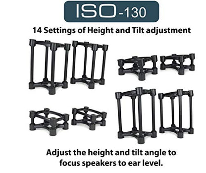 IsoAcoustics Iso-Stand Series Speaker Isolation Stands with Height & Tilt Adjustment: Iso-130 (5.1" x 6”) Pair - size: ISO-130 (13 x 15.2 cm)