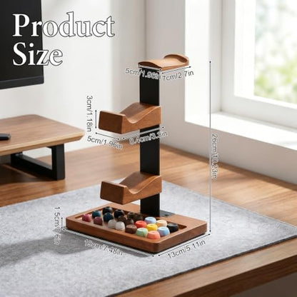 Wooden Headphone and Controller Stand, Wood Controller Stand | Brown Game Controller Holder Durable Headphone Stand with Controller Holder and Storage Base for Game Lover, Game Room Decor