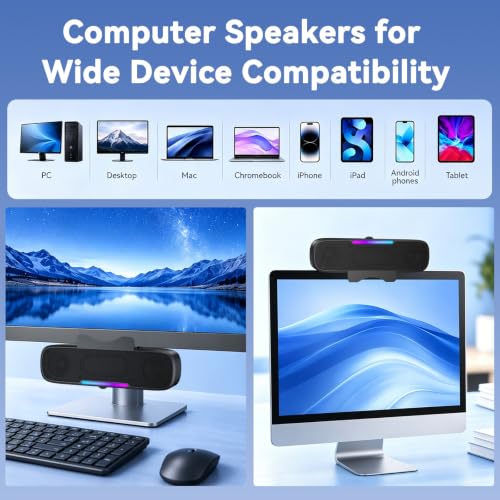 OHAYO Computer Speakers for Desktop PC Monitor, USB Plug-in, G-Sensor